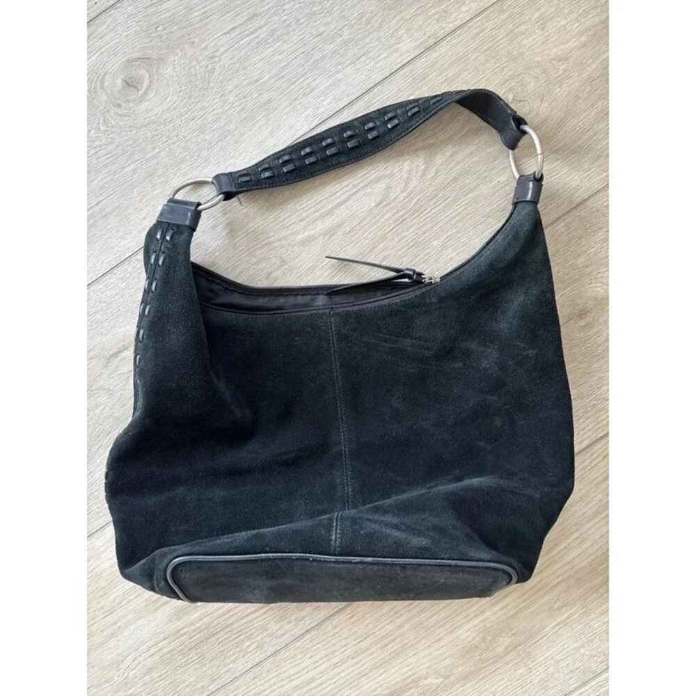 Vintage Black Suede Slouch Hobo